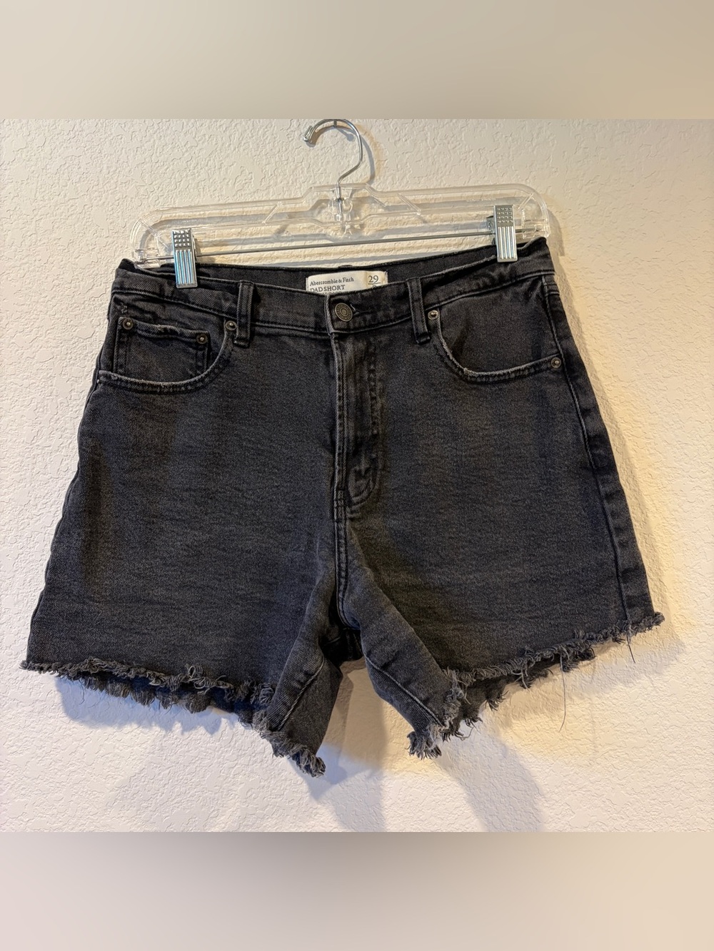 Abercrombie & Fitch Women’s Black Distressed High Rise Dad Short - 29